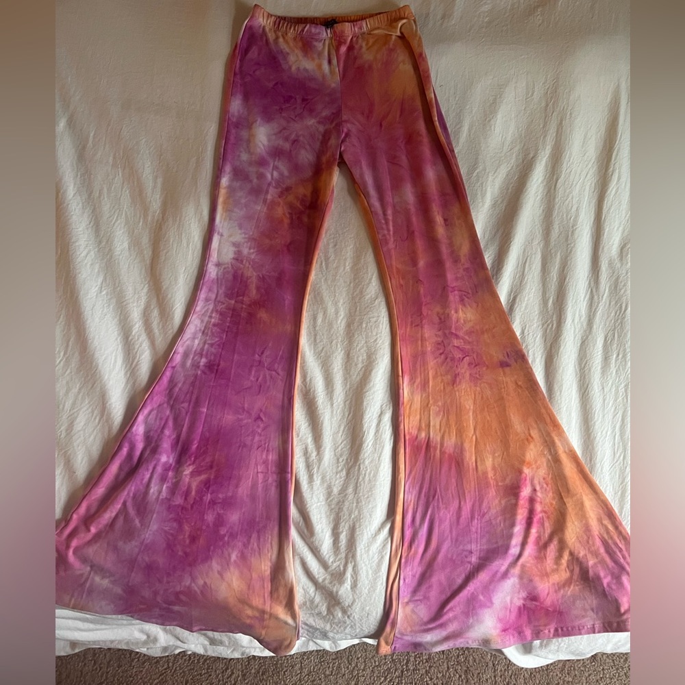Multi color stretchy flare pants